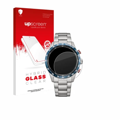 Vorderseite einer Produktverpackung mit dem Markenlogo upscreen. Daneben ist das Gerät Citizen CA4716-50L mit dem zugehörigen 