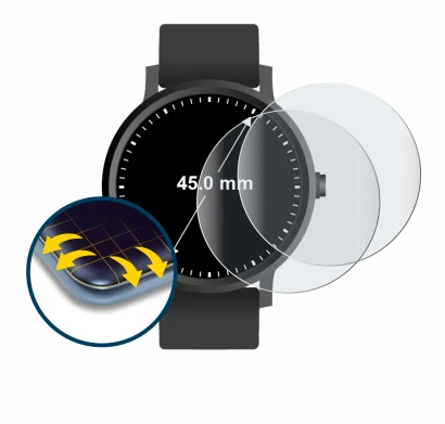Abbildung des Geräts Armbanduhren (Kreisrund, ø: 45 mm) mit einer Vielzahl des Displayschutzes.