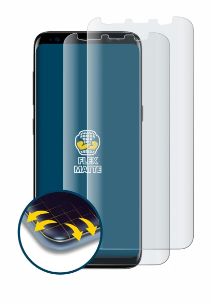 Abbildung des Geräts Samsung Galaxy S8 mit einer Vielzahl des Displayschutzes.