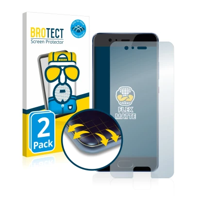 Vorderseite einer Produktverpackung mit dem Markenlogo BROTECT. Daneben ist das Gerät Huawei P10 mit dem zugehörigen Displaysc