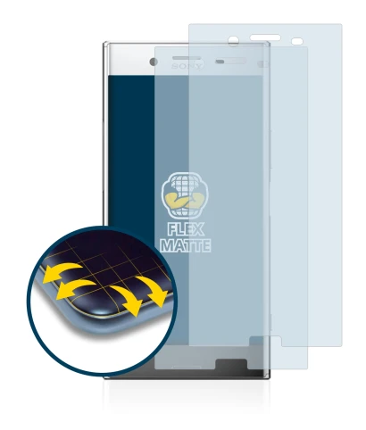 Abbildung des Geräts Sony Xperia XZ Premium mit einer Vielzahl des Displayschutzes.