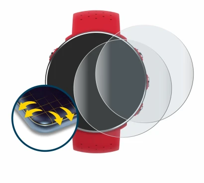 Abbildung des Geräts Polar Vantage M mit einer Vielzahl des Displayschutzes.