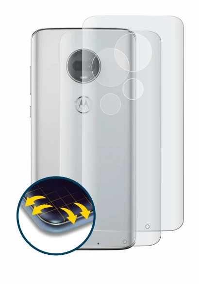 Abbildung des Geräts Motorola Moto G7 Plus (Rückseite) mit einer Vielzahl des Displayschutzes.