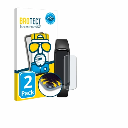 Vorderseite einer Produktverpackung mit dem Markenlogo BROTECT. Daneben ist das Gerät Samsung Galaxy Fit e mit dem zugehörigen