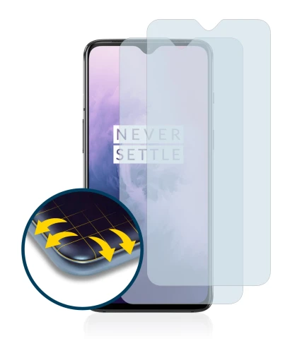 Abbildung des Geräts OnePlus 7 mit einer Vielzahl des Displayschutzes.