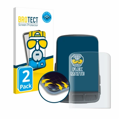 Vorderseite einer Produktverpackung mit dem Markenlogo BROTECT. Daneben ist das Gerät Wahoo Elemnt Roam mit dem zugehörigen Di