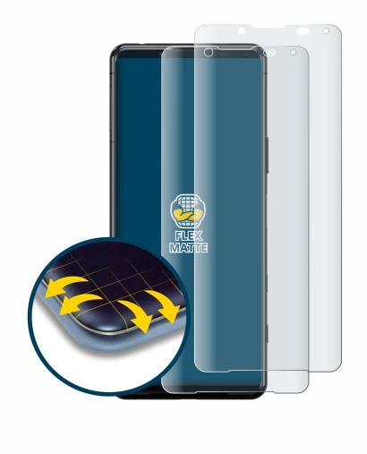 Abbildung des Geräts Sony Xperia 5 II mit einer Vielzahl des Displayschutzes.