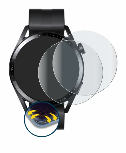 Abbildung des Geräts Huawei Watch GT 3 (46 mm) mit einer Vielzahl des Displayschutzes.