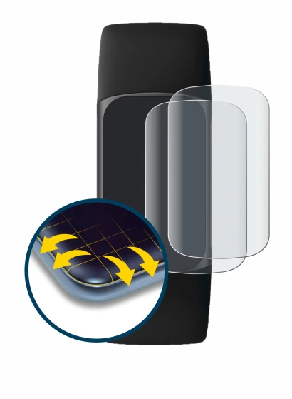 Abbildung des Geräts Fitbit Charge 5 mit einer Vielzahl des Displayschutzes.