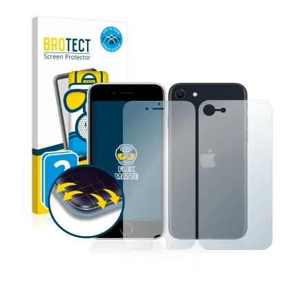 Vorderseite einer Produktverpackung mit dem Markenlogo BROTECT. Daneben ist das Gerät Apple iPhone SE 3 2022 (Display+Rückseit