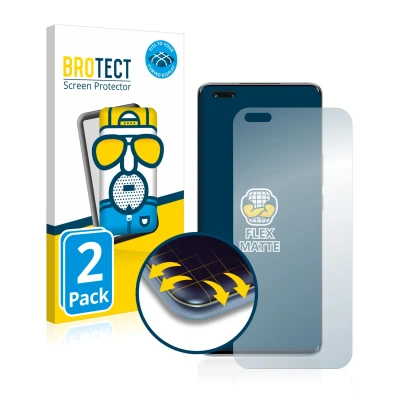 Vorderseite einer Produktverpackung mit dem Markenlogo BROTECT. Daneben ist das Gerät Honor Magic 4 Pro mit dem zugehörigen Di