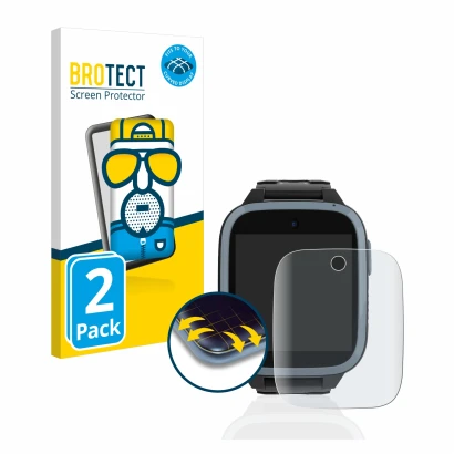 Vorderseite einer Produktverpackung mit dem Markenlogo BROTECT. Daneben ist das Gerät Xplora XGO3 (1. Gen.) mit dem zugehörige