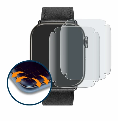 Abbildung des Geräts Apple Watch Hermès (41 mm) mit einer Vielzahl des Displayschutzes.