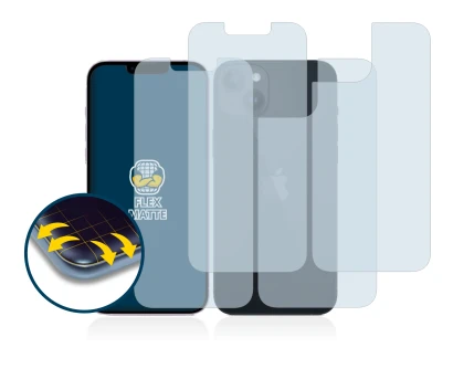 Abbildung des Geräts Apple iPhone 14 (Display+Rückseite) mit einer Vielzahl des Displayschutzes.