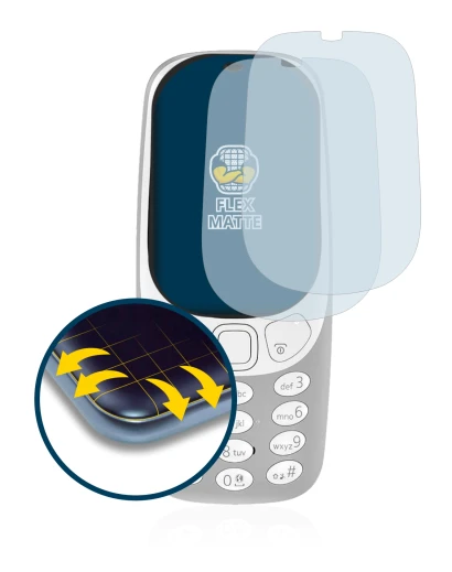 Abbildung des Geräts Nokia 3310 (2017) mit einer Vielzahl des Displayschutzes.
