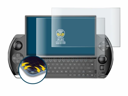 Abbildung des Geräts GPD Win 4 mit einer Vielzahl des Displayschutzes.