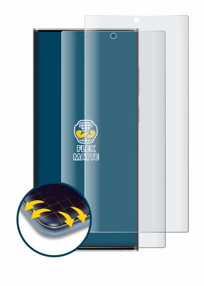 Abbildung des Geräts Samsung Galaxy S22 Ultra 5G (case-friendly) mit einer Vielzahl des Displayschutzes.