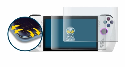 Abbildung des Geräts ASUS ROG Ally (2023) RC71L mit einer Vielzahl des Displayschutzes.