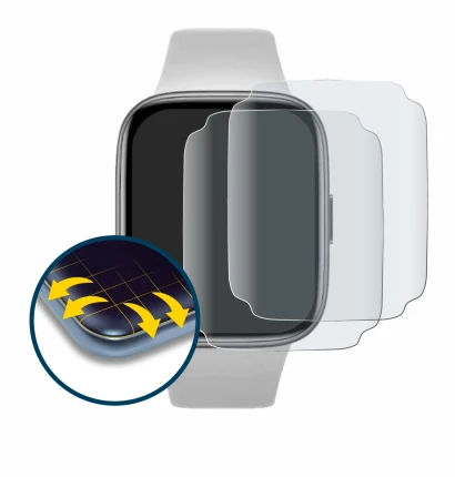 Abbildung des Geräts Xiaomi Redmi Watch 3 Active mit einer Vielzahl des Displayschutzes.