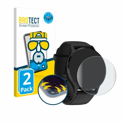 Vorderseite einer Produktverpackung mit dem Markenlogo BROTECT. Daneben ist das Gerät Garmin Venu 3S mit dem zugehörigen Displ