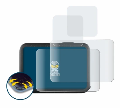 Abbildung des Geräts GoPro Hero 12 Black mit einer Vielzahl des Displayschutzes.