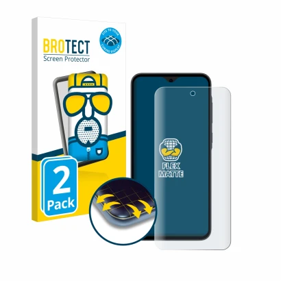 Vorderseite einer Produktverpackung mit dem Markenlogo BROTECT. Daneben ist das Gerät Samsung Galaxy A35 5G mit dem zugehörige