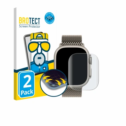 Vorderseite einer Produktverpackung mit dem Markenlogo BROTECT. Daneben ist das Gerät Apple Watch Ultra 3 mit dem zugehörigen 