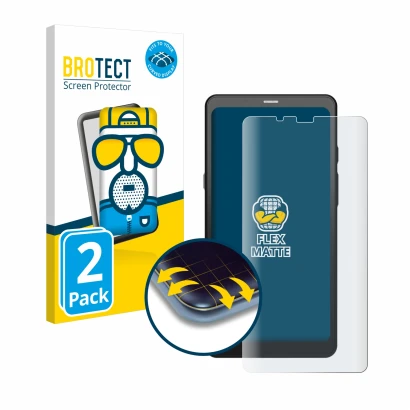 Vorderseite einer Produktverpackung mit dem Markenlogo BROTECT. Daneben ist das Gerät Boox Palma 2 mit dem zugehörigen Display