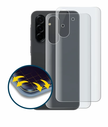 Abbildung des Geräts Samsung Galaxy A36 5G (Rückseite) mit einer Vielzahl des Displayschutzes.