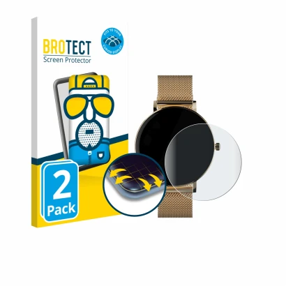 Vorderseite einer Produktverpackung mit dem Markenlogo BROTECT. Daneben ist das Gerät ZenWatch Venice Pro mit dem zugehörigen 