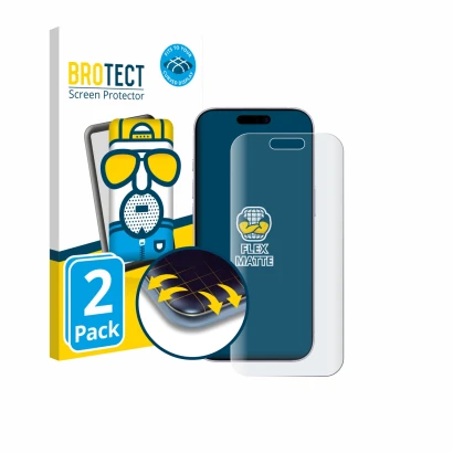 Vorderseite einer Produktverpackung mit dem Markenlogo BROTECT. Daneben ist das Gerät Apple iPhone 17 mit dem zugehörigen Disp