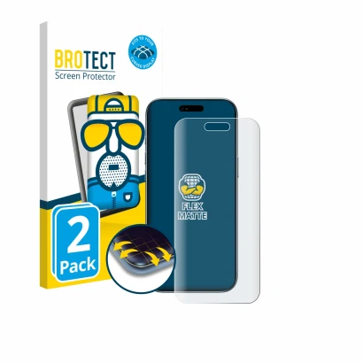 Vorderseite einer Produktverpackung mit dem Markenlogo BROTECT. Daneben ist das Gerät Apple iPhone Air mit dem zugehörigen Dis