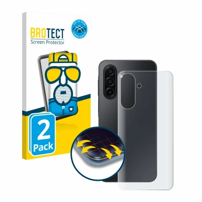 Vorderseite einer Produktverpackung mit dem Markenlogo BROTECT. Daneben ist das Gerät Samsung Galaxy A17 5G (Rückseite) mit de