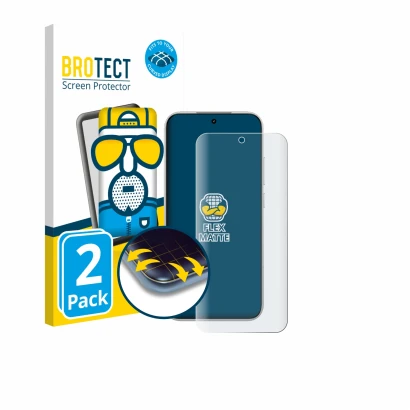 Vorderseite einer Produktverpackung mit dem Markenlogo BROTECT. Daneben ist das Gerät Xiaomi Poco F8 Pro mit dem zugehörigen D