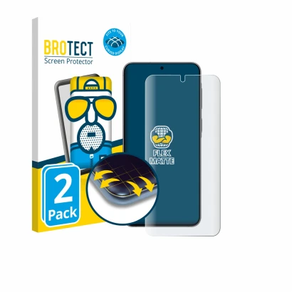 Vorderseite einer Produktverpackung mit dem Markenlogo BROTECT. Daneben ist das Gerät Samsung Galaxy A57 5G mit dem zugehörige