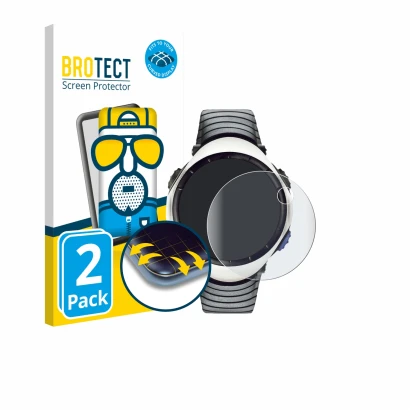 Vorderseite einer Produktverpackung mit dem Markenlogo BROTECT. Daneben ist das Gerät Suunto Regatta mit dem zugehörigen Displ