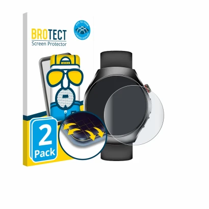Vorderseite einer Produktverpackung mit dem Markenlogo BROTECT. Daneben ist das Gerät Smartwatch ET460 1.47" mit dem zugehörig