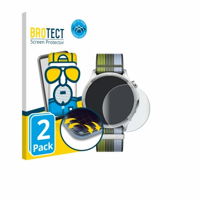 Vorderseite einer Produktverpackung mit dem Markenlogo BROTECT. Daneben ist das Gerät Oppo Watch S mit dem zugehörigen Display