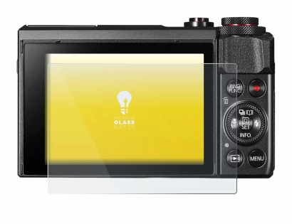 Abbildung des Geräts Canon PowerShot G7 X Mark II mit einer Vielzahl des Displayschutzes.