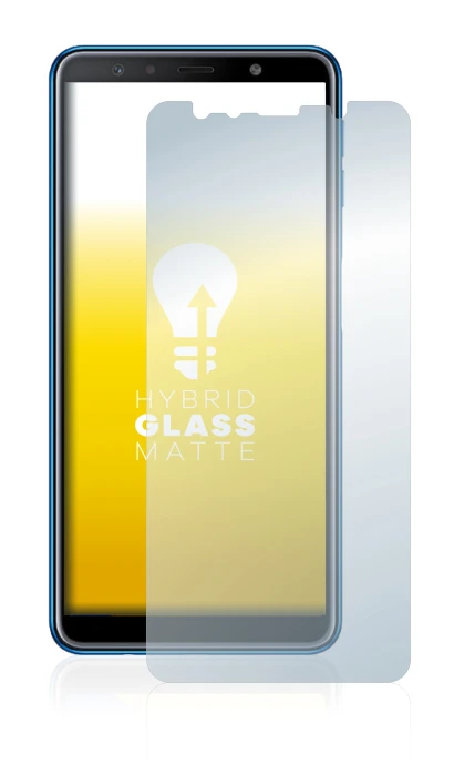 Abbildung des Geräts Samsung Galaxy A7 2018 mit einer Vielzahl des Displayschutzes.