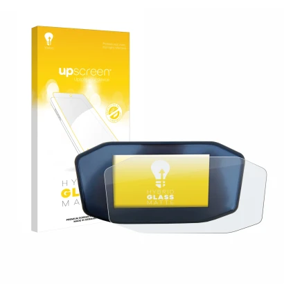 Vorderseite einer Produktverpackung mit dem Markenlogo upscreen. Daneben ist das Gerät KTM 1290 Super Duke R mit dem zugehörig