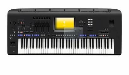 Abbildung des Geräts Yamaha Genos mit einer Vielzahl des Displayschutzes.