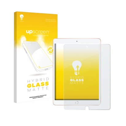 Vorderseite einer Produktverpackung mit dem Markenlogo upscreen. Daneben ist das Gerät Apple iPad 10.2" WiFi 2019 (7. Gen.) mi