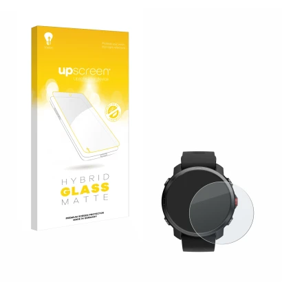 Vorderseite einer Produktverpackung mit dem Markenlogo upscreen. Daneben ist das Gerät Polar Grit X mit dem zugehörigen Displa