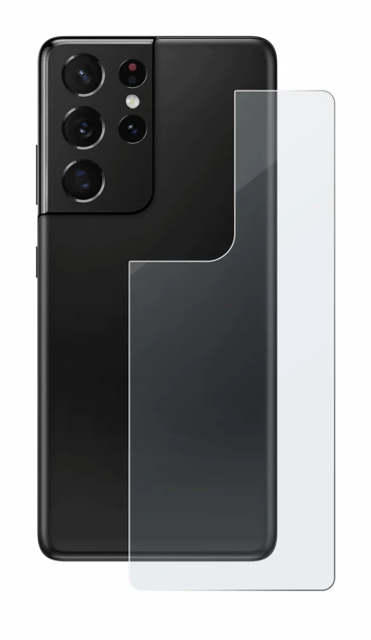 Abbildung des Geräts Samsung Galaxy S21 Ultra 5G (Rückseite) mit einer Vielzahl des Displayschutzes.