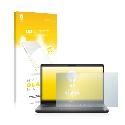 Vorderseite einer Produktverpackung mit dem Markenlogo upscreen. Daneben ist das Gerät Dell Latitude 5410 mit dem zugehörigen 