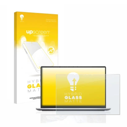 Vorderseite einer Produktverpackung mit dem Markenlogo upscreen. Daneben ist das Gerät Dell Latitude 9420 2-in-1 2021 mit dem 