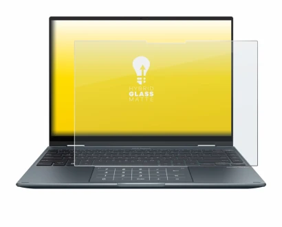 Abbildung des Geräts ASUS ZenBook 14 Flip OLED mit einer Vielzahl des Displayschutzes.