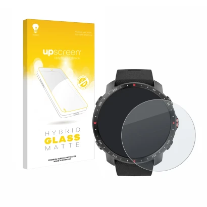 Vorderseite einer Produktverpackung mit dem Markenlogo upscreen. Daneben ist das Gerät Polar Grit X Pro mit dem zugehörigen Di