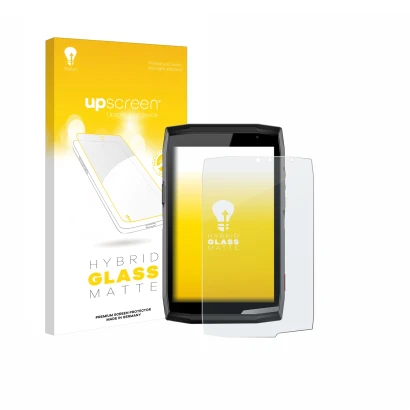 Vorderseite einer Produktverpackung mit dem Markenlogo upscreen. Daneben ist das Gerät Crosscall Core T5 mit dem zugehörigen D